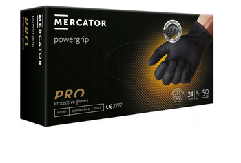 Rękawiczki nitrylowe Mercator Go Grip L (pud. 50sztuk) Czarne - 9-55/MERCATOR/CZARNE/L
