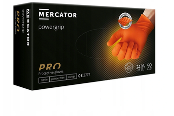 Rękawiczki nitrylowe Mercator Go Grip XL (pud. 50sztuk) Pomarańczowe - 9-55/MERCATOR/POMARAŃCZOWE/XL