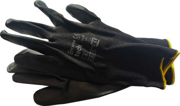Mercator Tech Polyester Gloves Coated with Polyurethane, Size XL – 1 Pair, Black - 9-55/TECH/CZARNE/XL