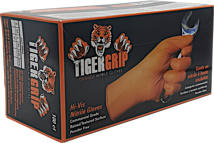 Tiger Grip Orange Nitrile Gloves XL (box 90pcs)