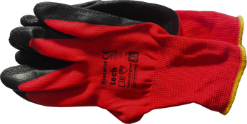 Mercator Tech Polyester Gloves Coated with latex, Size XL1 Pair, Red - 9-55/TECH/CZERWONE/XL